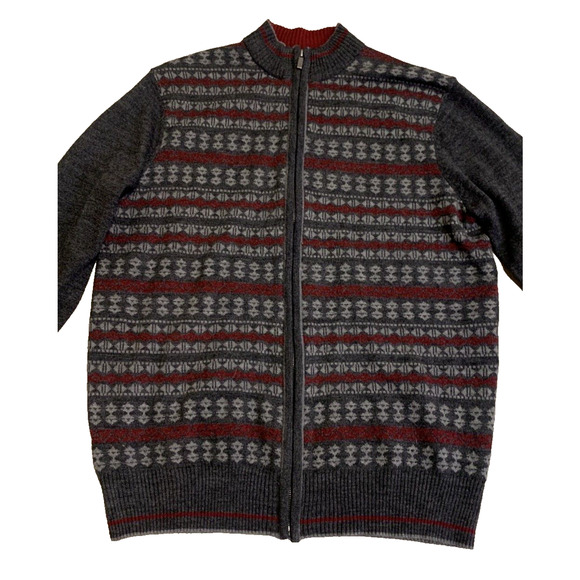 Geoffrey Beene Sweater Mens M Medium Full Zip Dark Grey 50's Rockabilly Cardigan - Picture 3 of 14